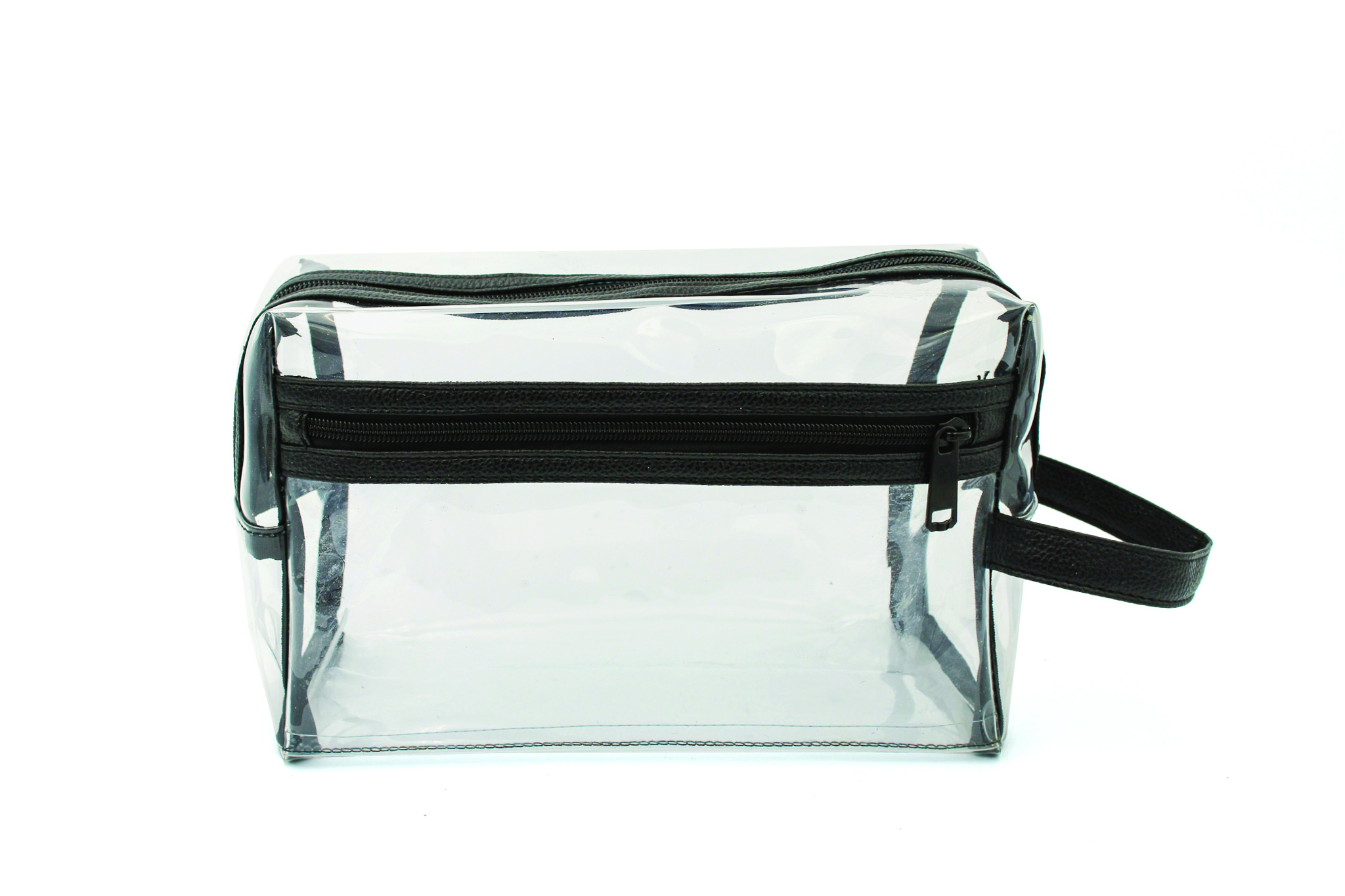 Clear Vinyl Toiletry Bag W/ Leatherette Accent 5