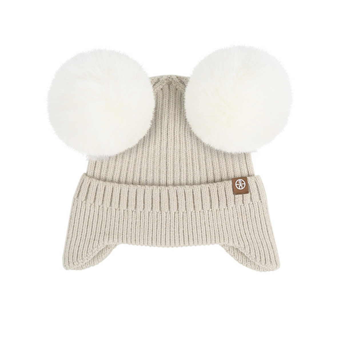 Double Pompom Kids Winter Beanie with Earflaps and Wool Blend 2