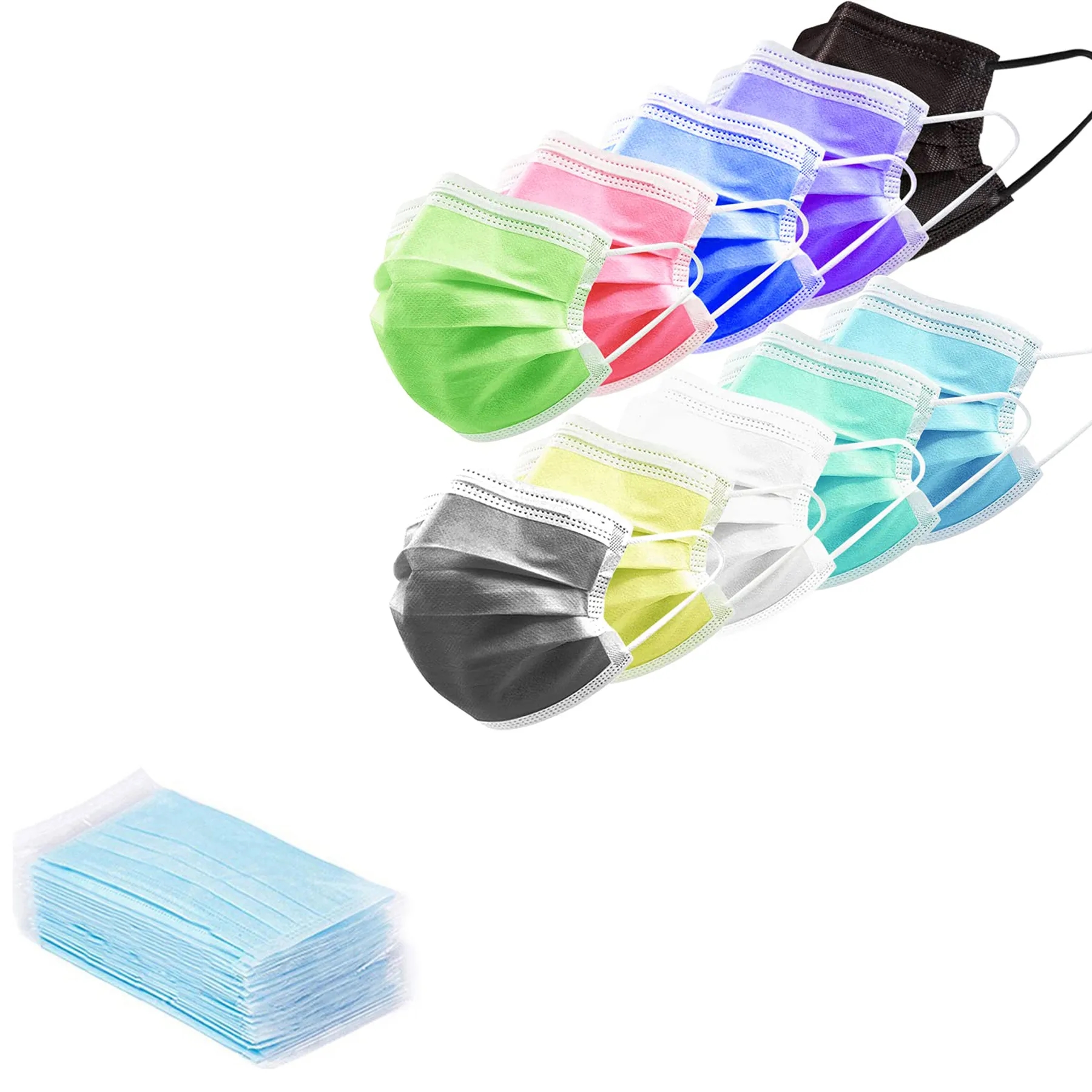Disposable Face Masks 3 Layer Adjustble Multicolored