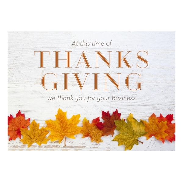 Fall Leaf Line-up Business Thanksgiving Card 1
