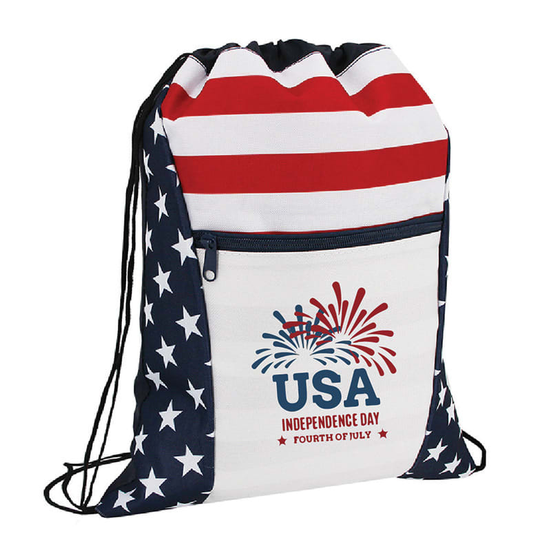 Custom American Flag Drawstring Tote Bags 9