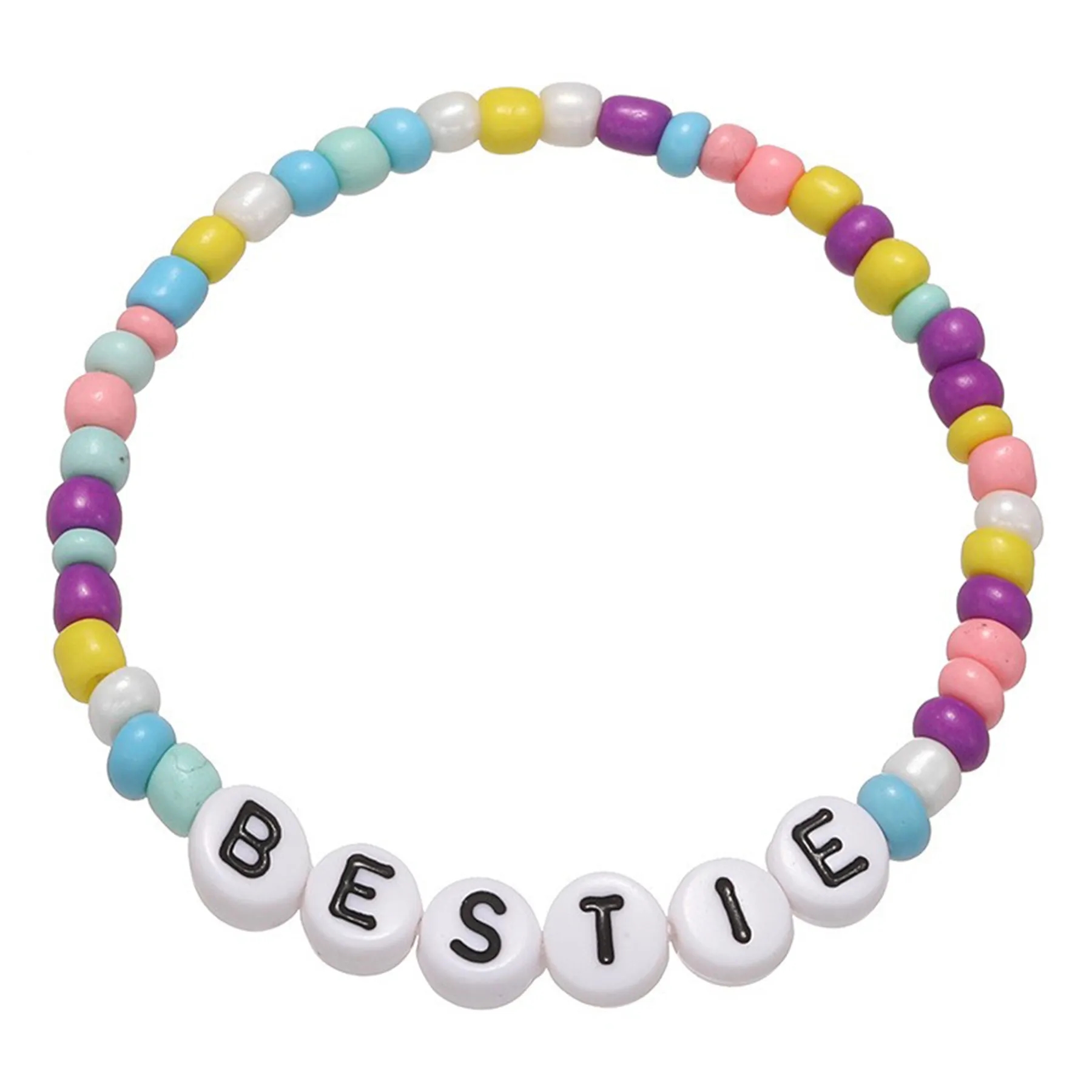 Beaded Letter Beads Elastic Bracelet 2