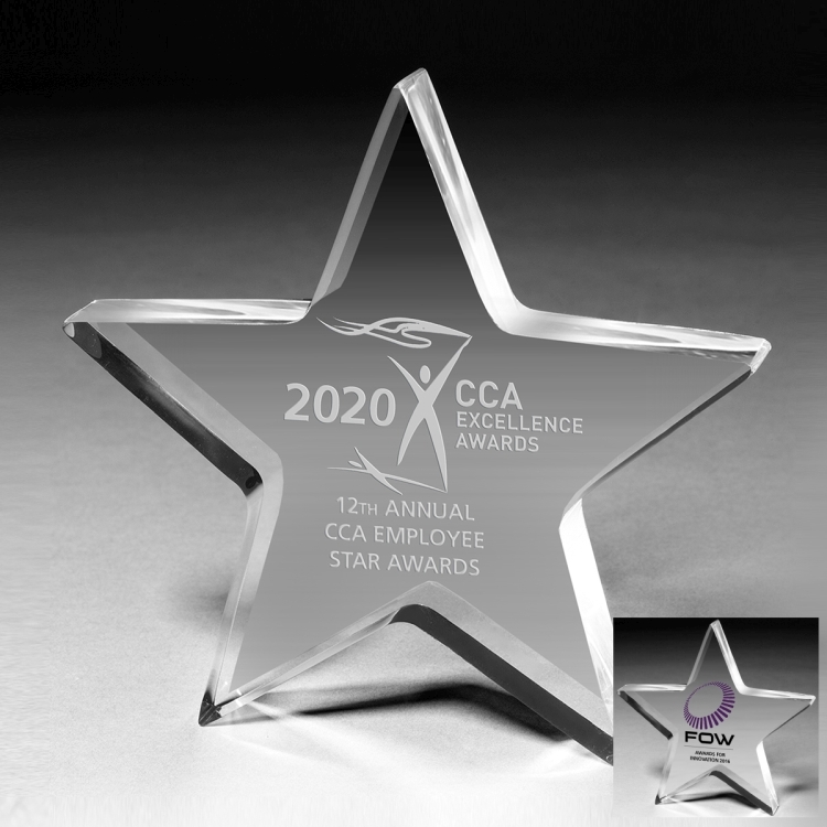1" Star Acrylic Paperweight - 5” x 5” x 1” - 2066L (Laser)