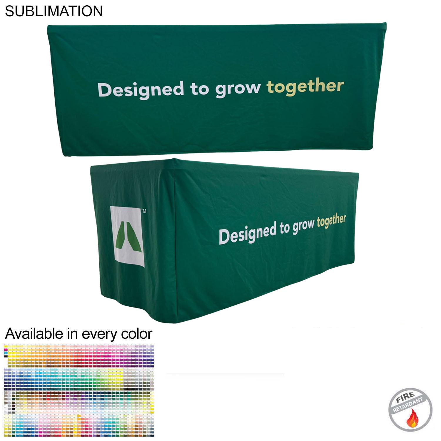 Sublimated PREMIUM Box Style Fitted Table Cloth for 6' Table, Premium Fabric, 4 sided, Closed Back 3