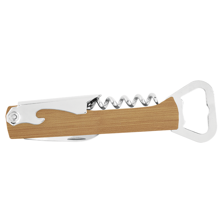 Bamboo Leatherette Wine Bottle Opener 1