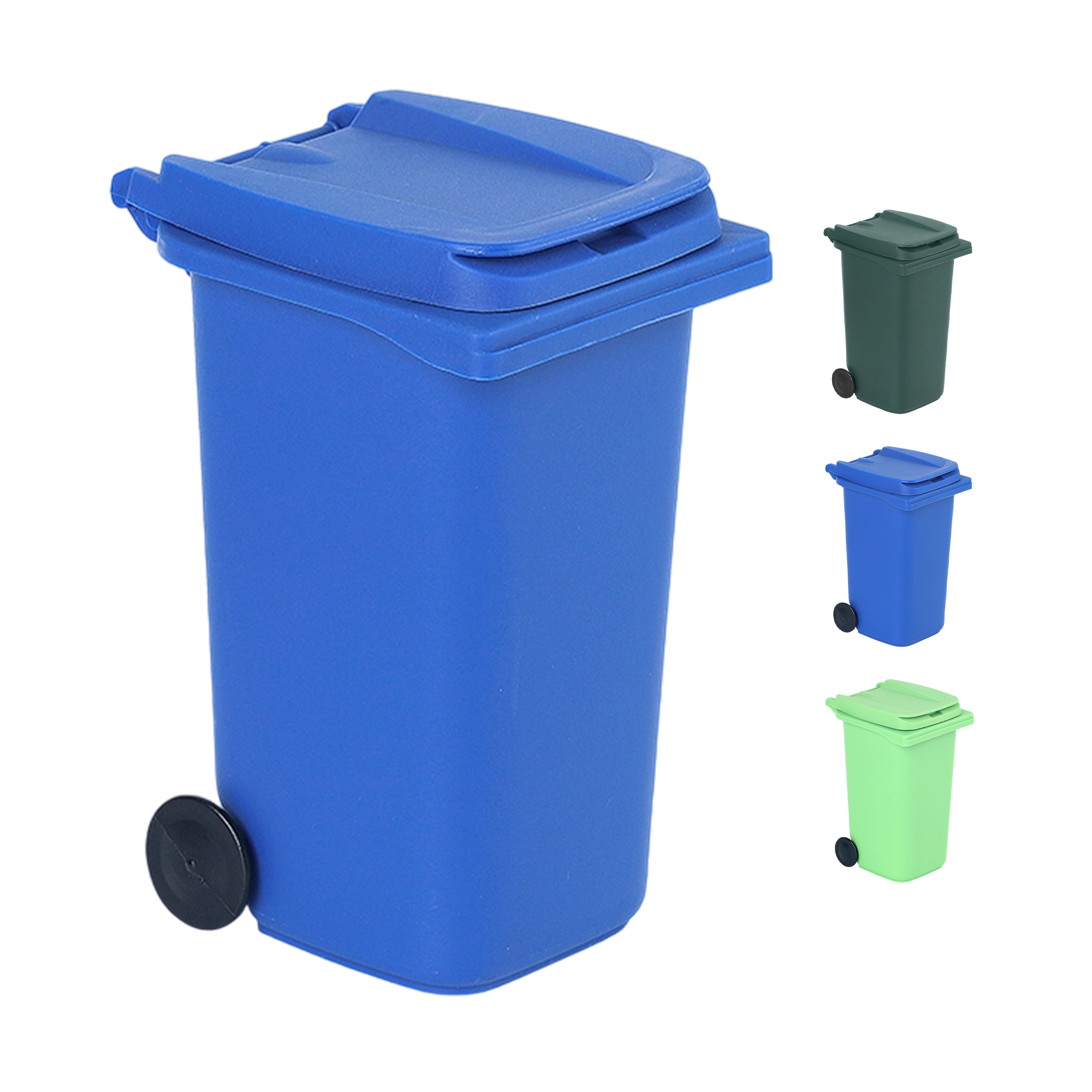 Plastic Mini Trash Can With Lid And Wheels 4.96 x 3.5 x 2.83" 4