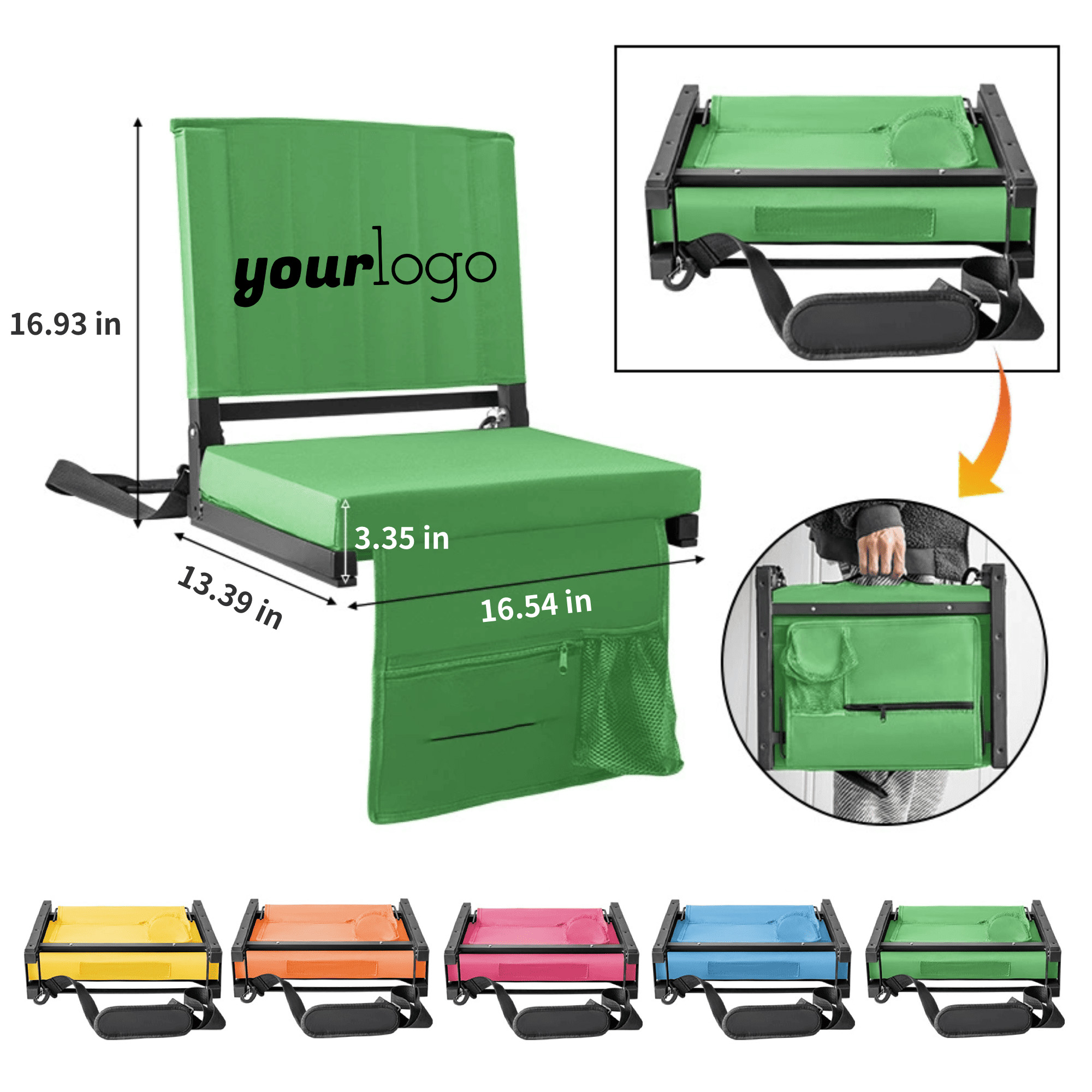 Foldable Padded Stadium Chair with Backrest 2