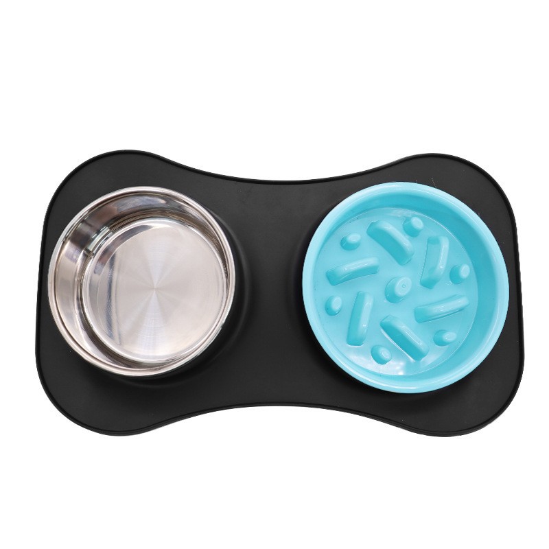 3 in 1 Stainless Steel Food and Water Bowls with Non-Spill and Skid Silicone Mat 2