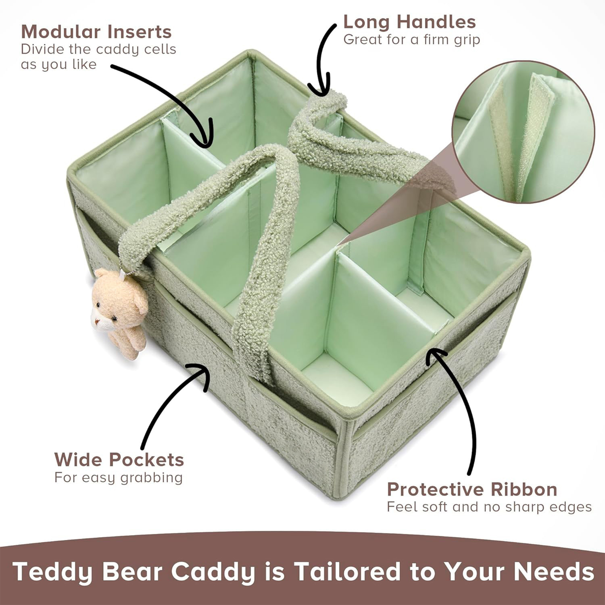 Plush Baby Diaper Storage Bag with Bear Accessory 5