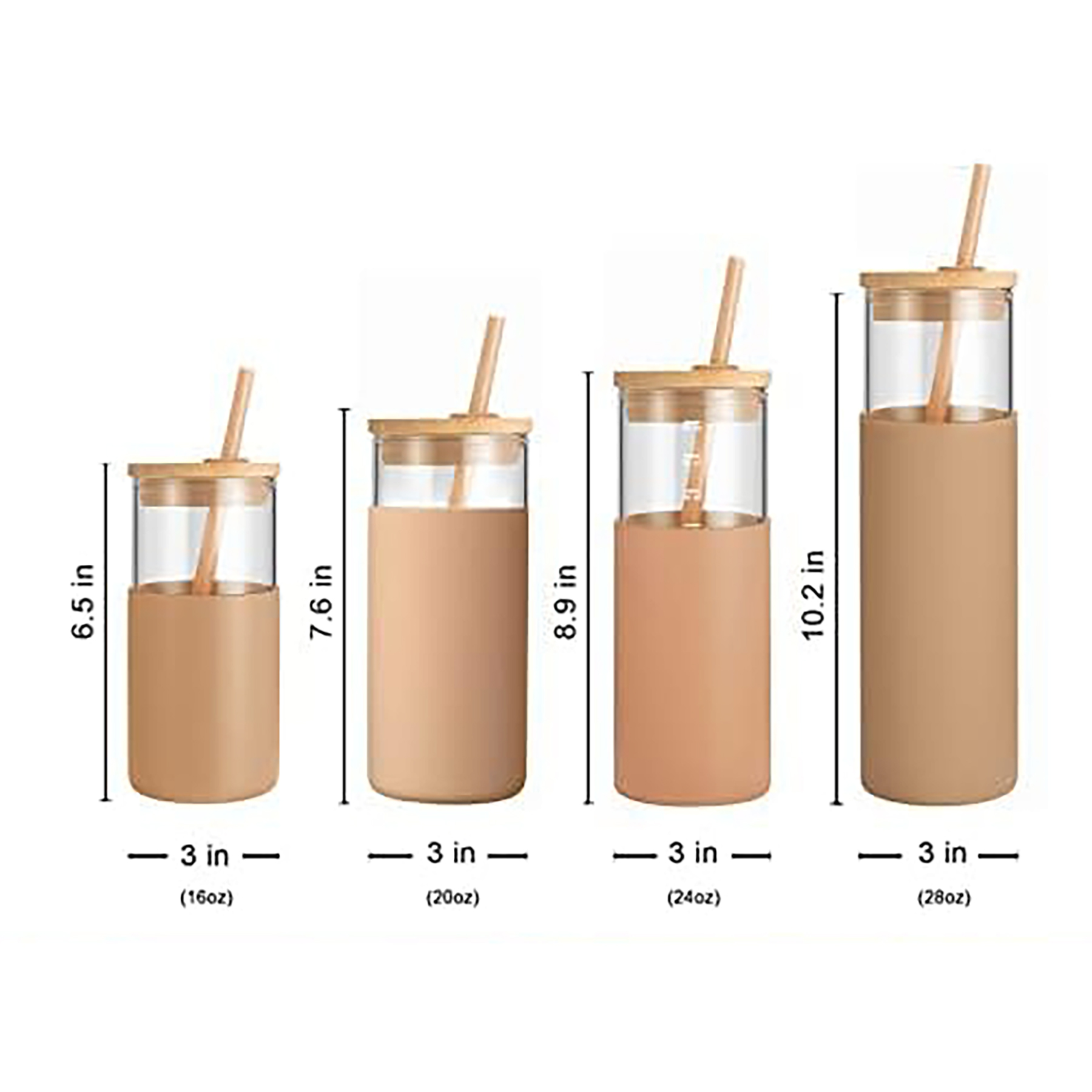 20 Oz Glass with Bamboo Lid and Straw 15
