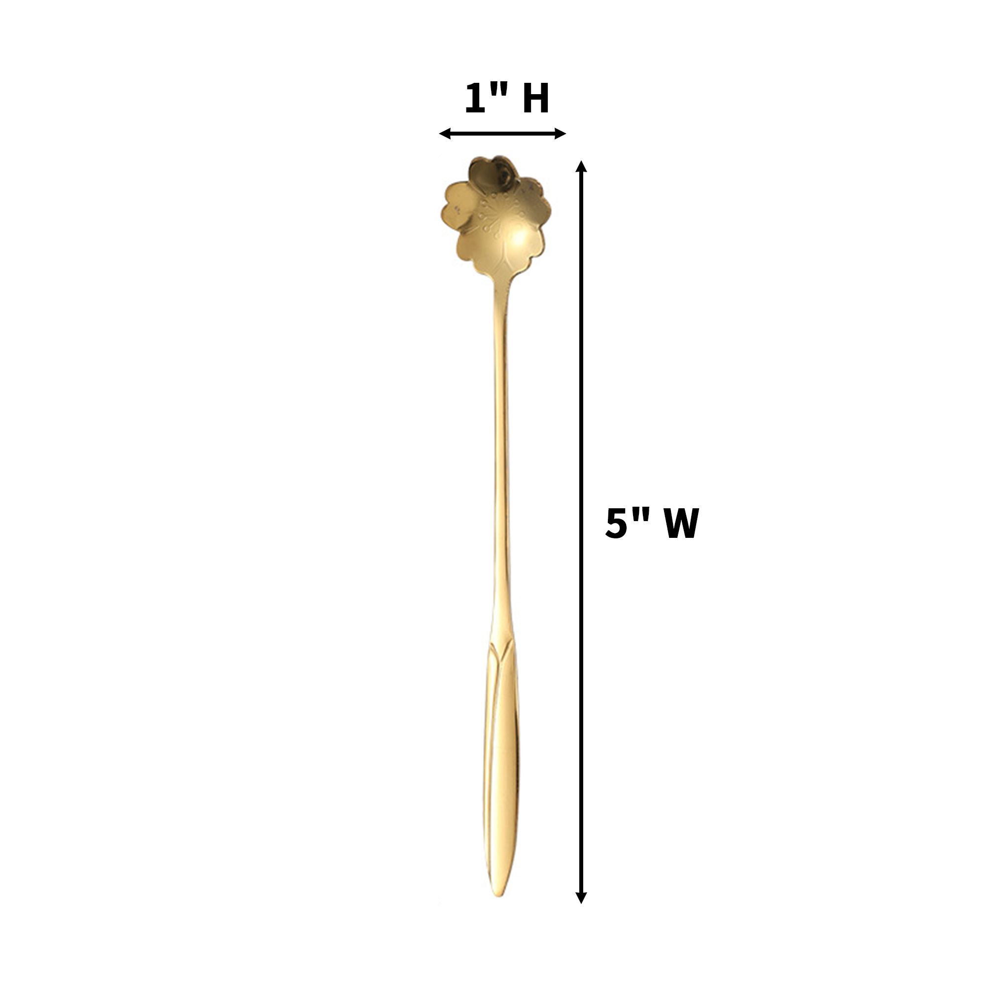 Flower Pattern Stainless Steel Tea Spoon 4.96" x 1.02" 3