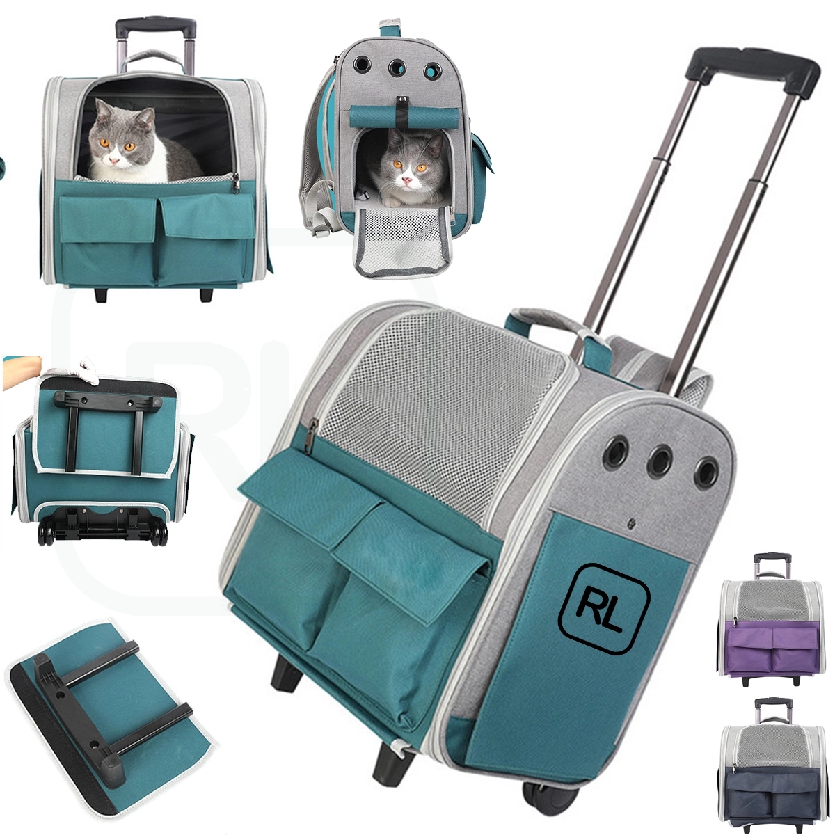 Pet Rolling Carrier with Wheels 2