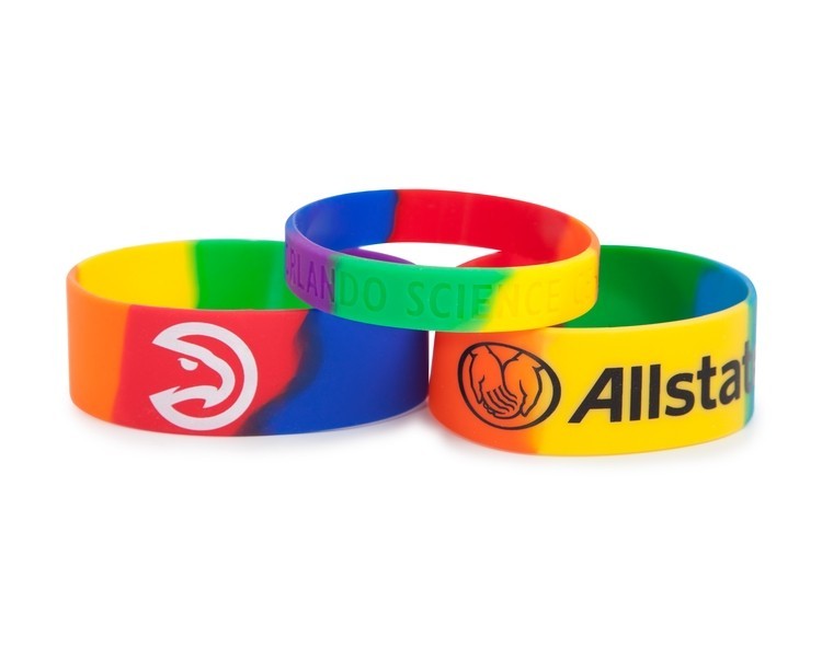 3/4" Rush Segmented Rainbow Silicone Wristband 2