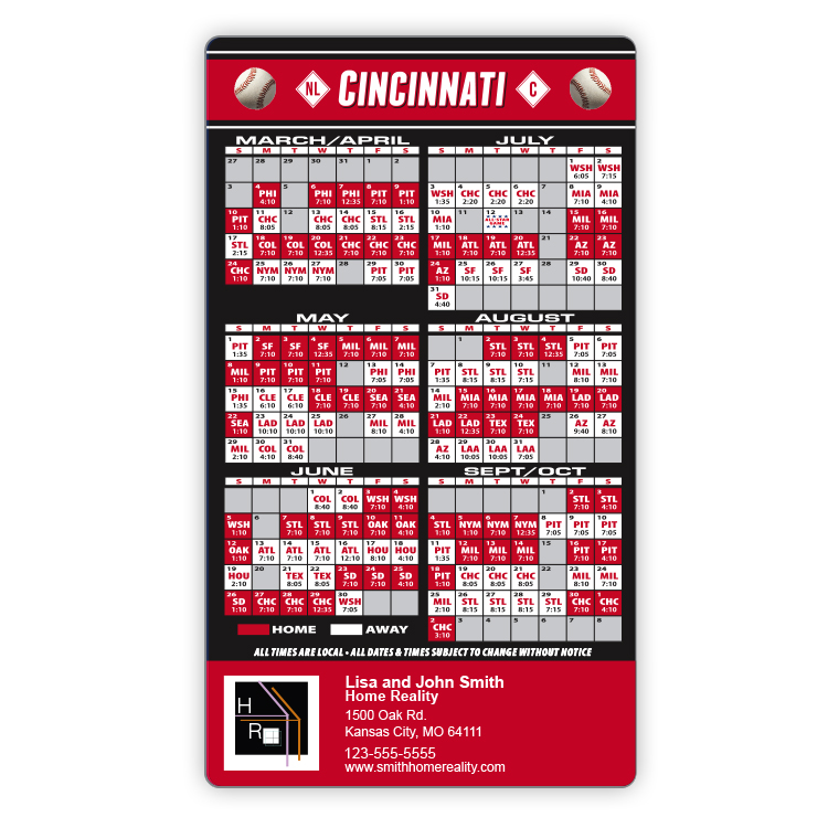Magnet Sport Schedules - 4x7 Baseball Round Corners - 20 mil. 3
