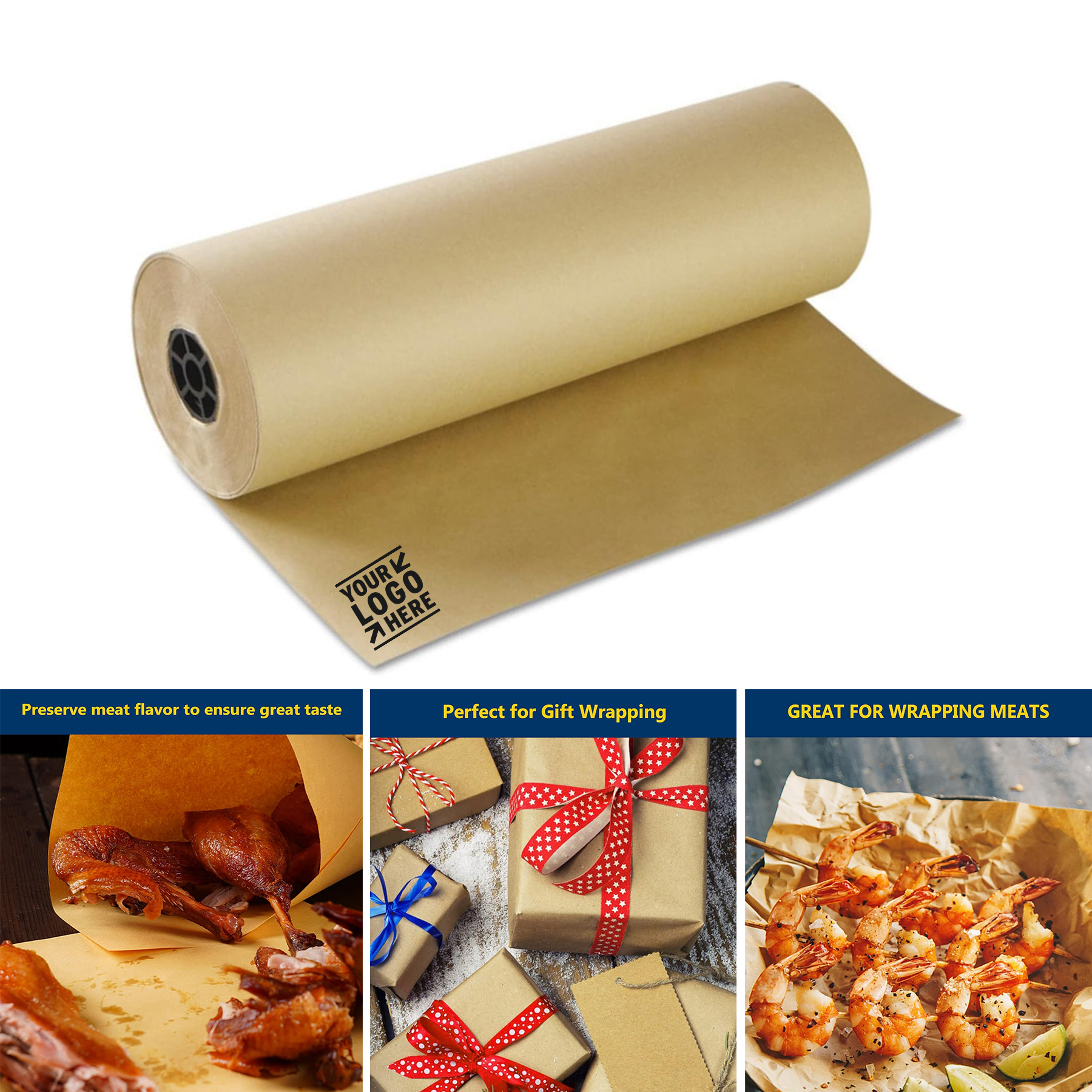 18" x 164ft BBQ Smoking Freezing Grilling Meat Food Grade Brown Kraft Wrapping Butcher Paper Roll