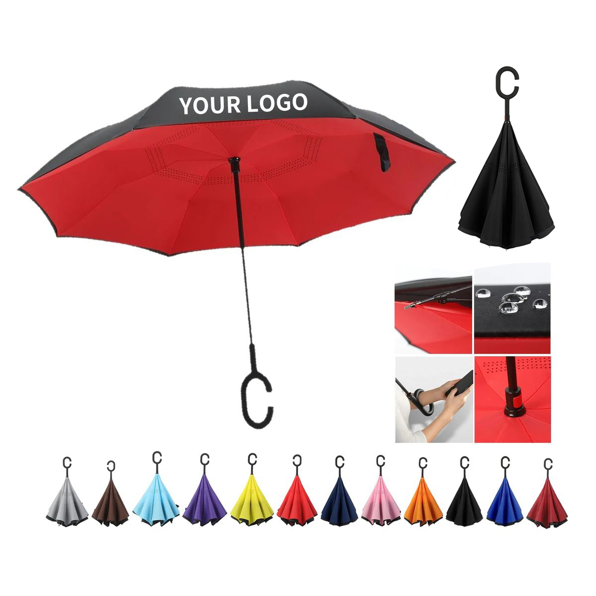 Double Layer Umbrella with C Grip Handle 17