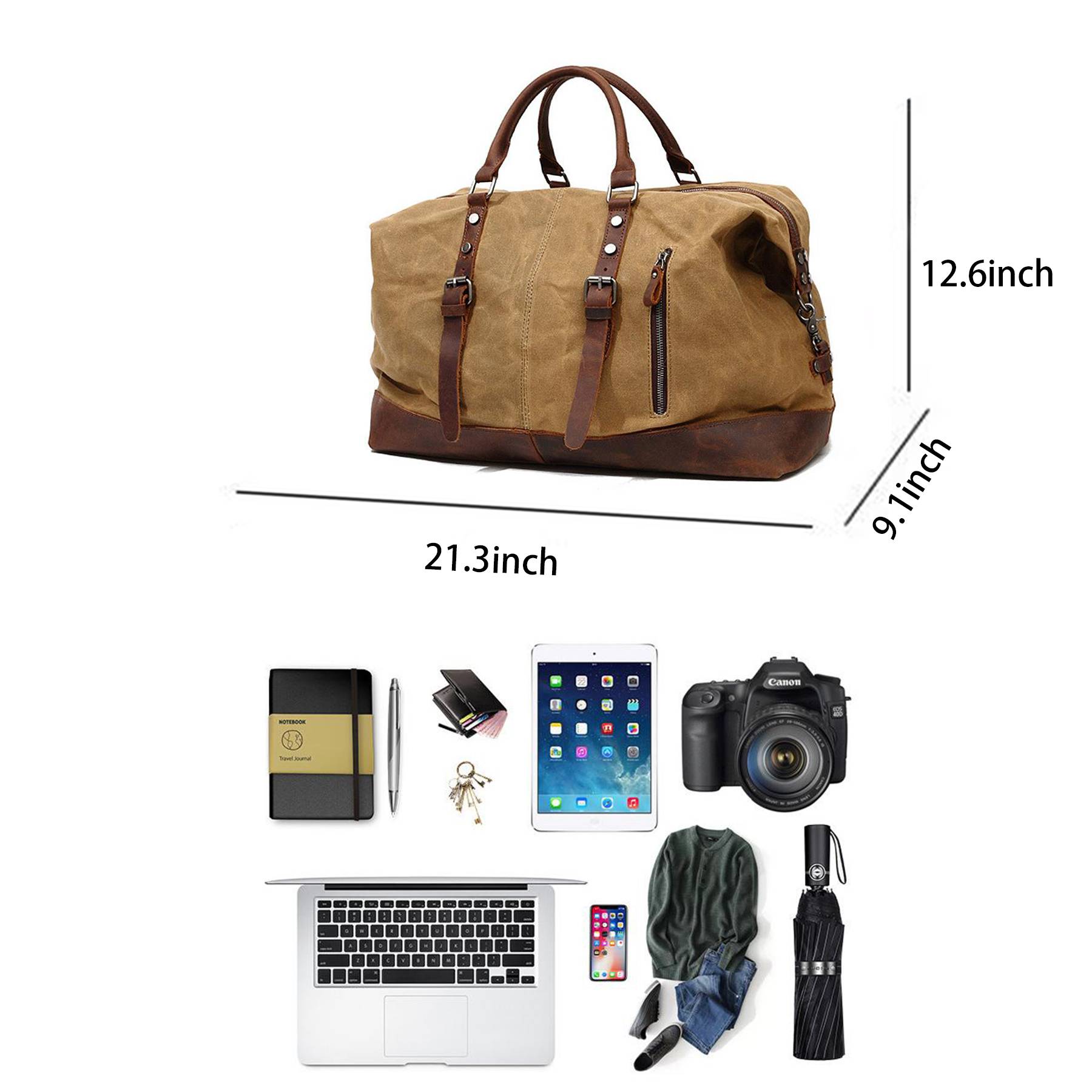 Canvas Waxed Vintage Wear resistant Storage Duffel Bag 4