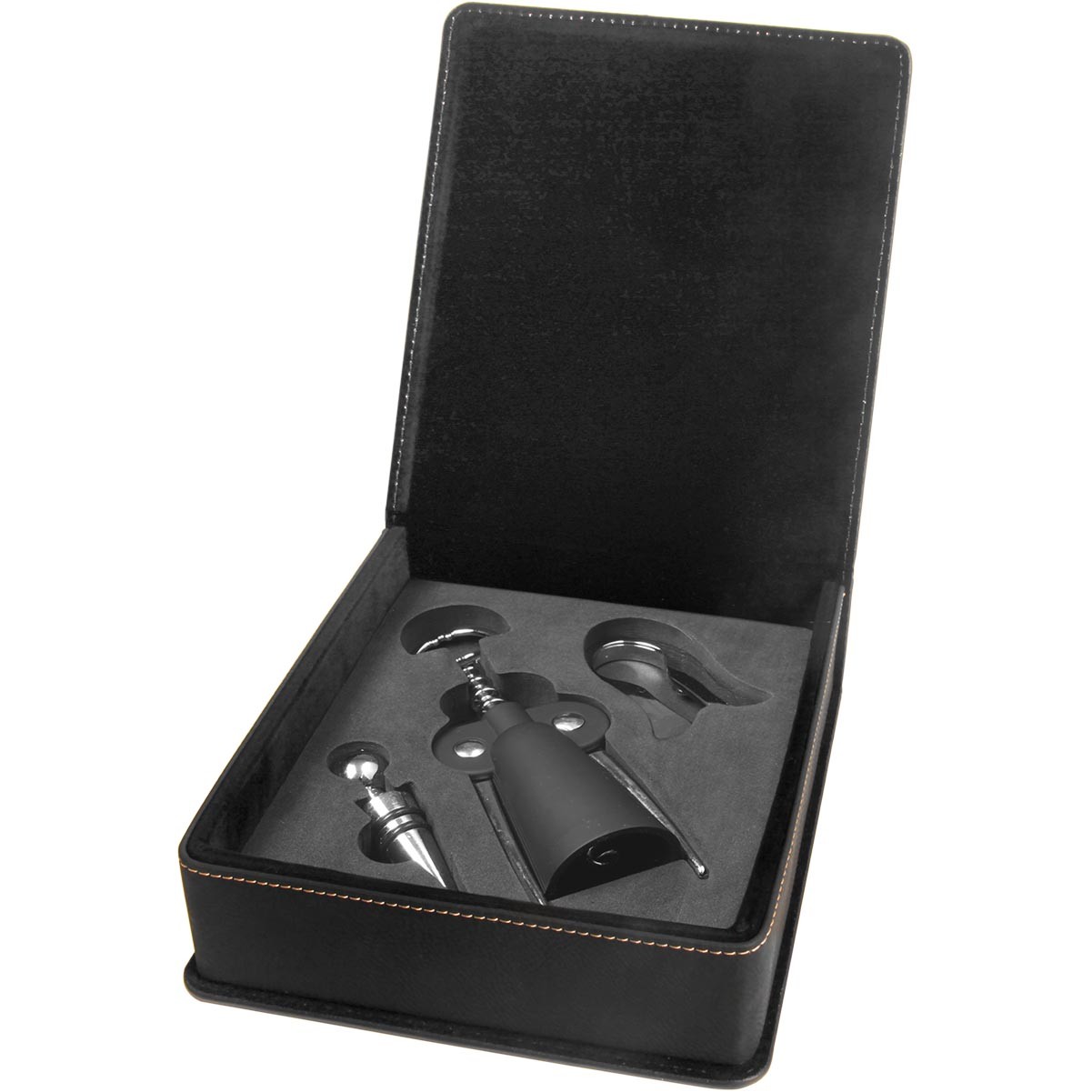 Black/Gold Leatherette 3-Piece Wine Tool Set 2