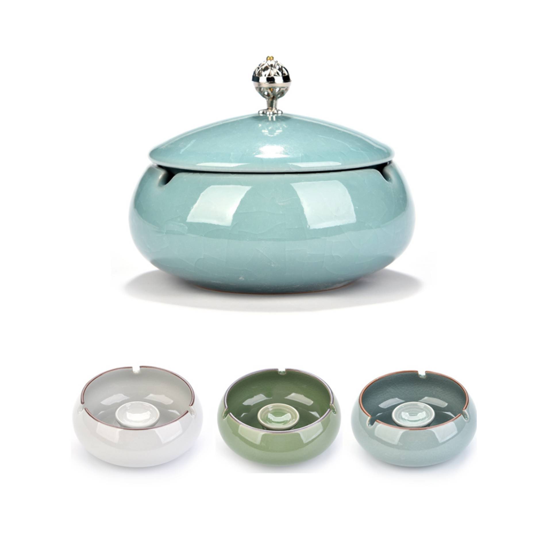 Creative Luxury Ceramic Ashtray With Lid 2