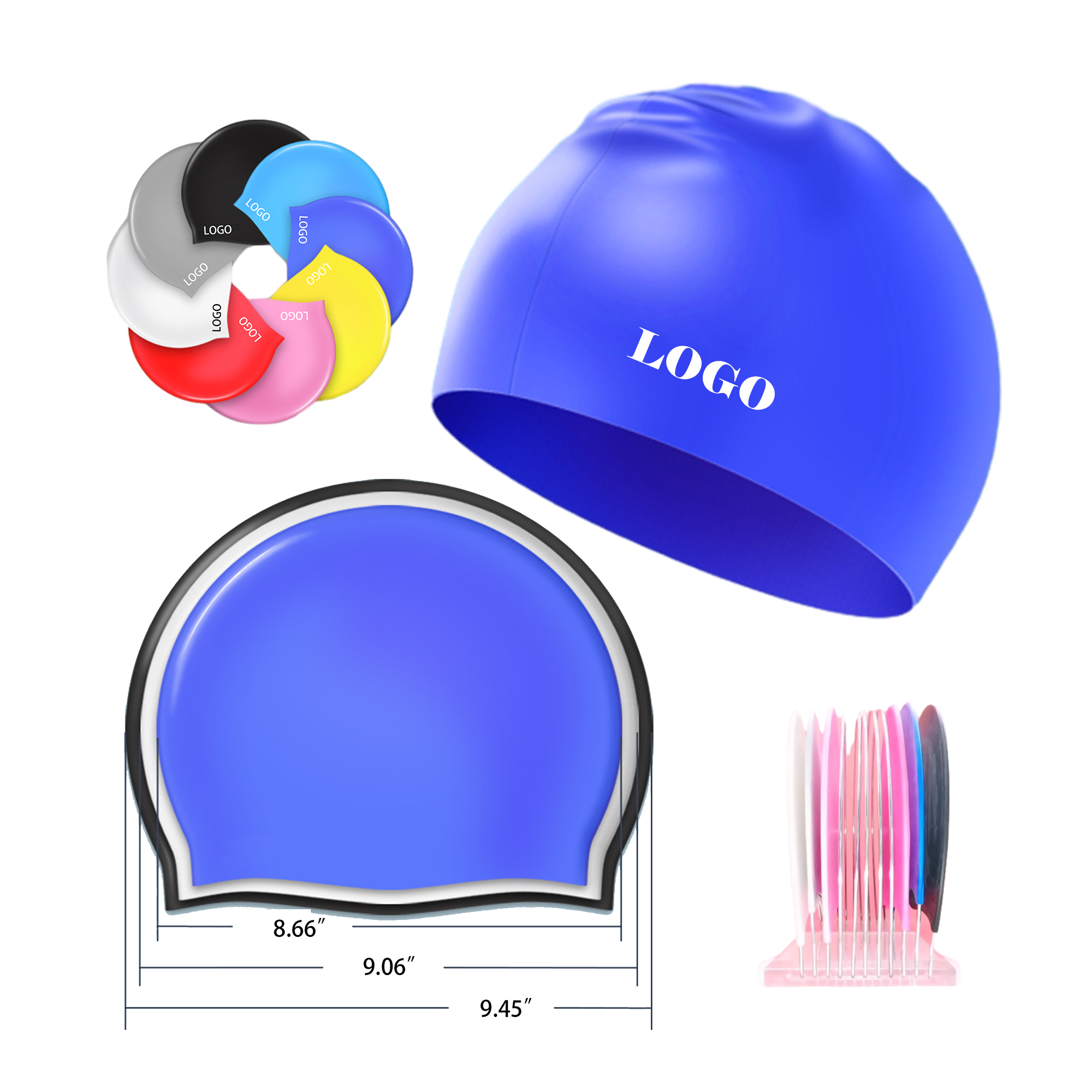 Non-Slip Silicone Swim Caps In Various Sizes And Colors 2