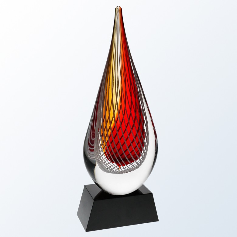 Red Swirl Art Glass 13" 2