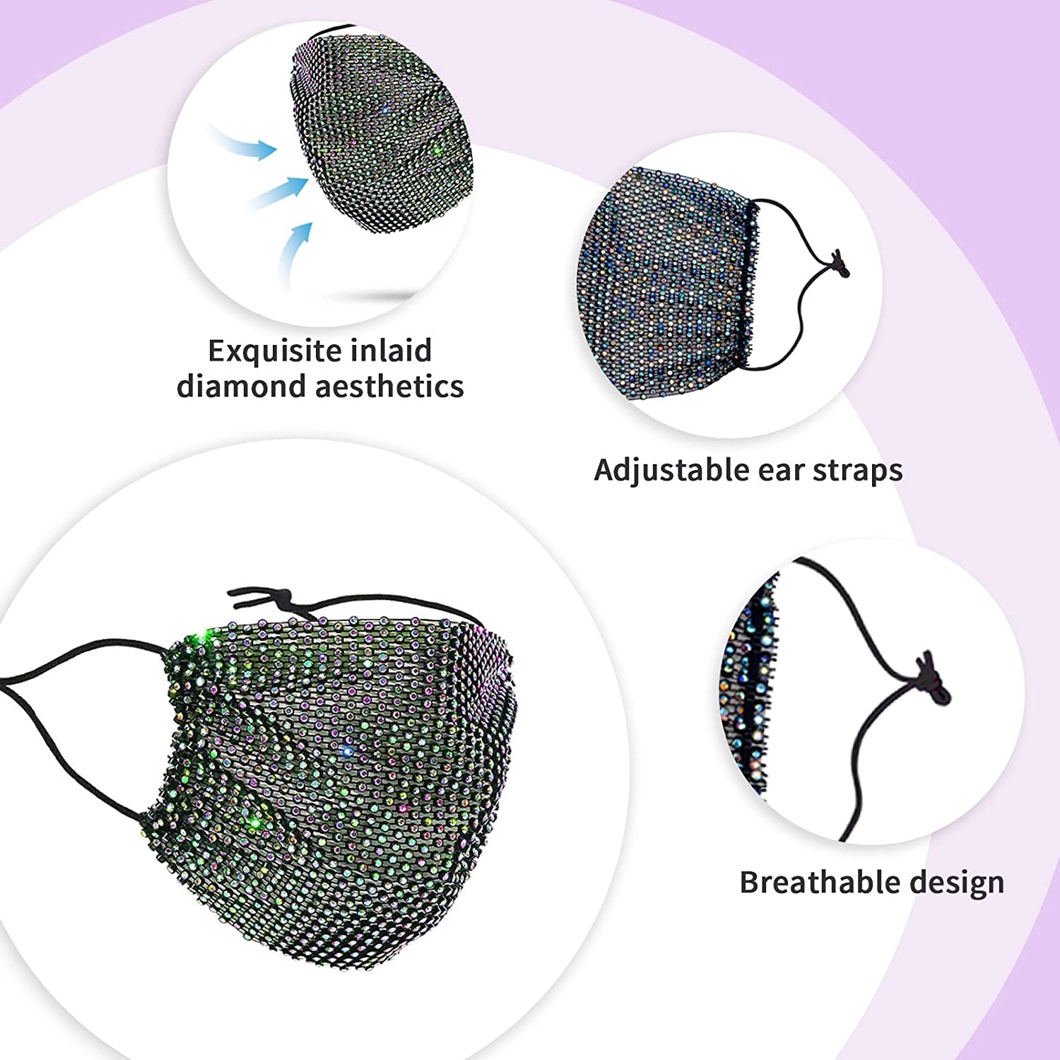 Shiny Rhinestone Mesh Mask 2