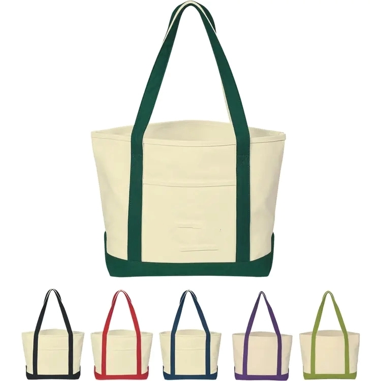 Large Heavy Cotton Canvas Boat Tote Bags, custom tote bag with logo imprint 4