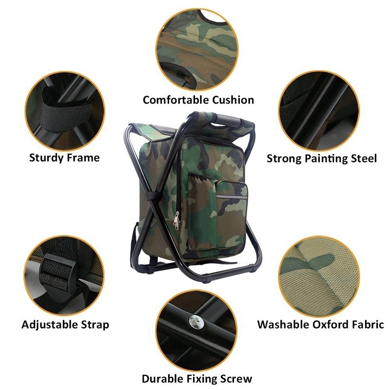 Folding Camping Fishing Chair Stool Backpack with Cooler 13