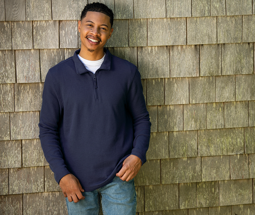 Men's Lightweight Waffle Quarter Zip Pullover 2