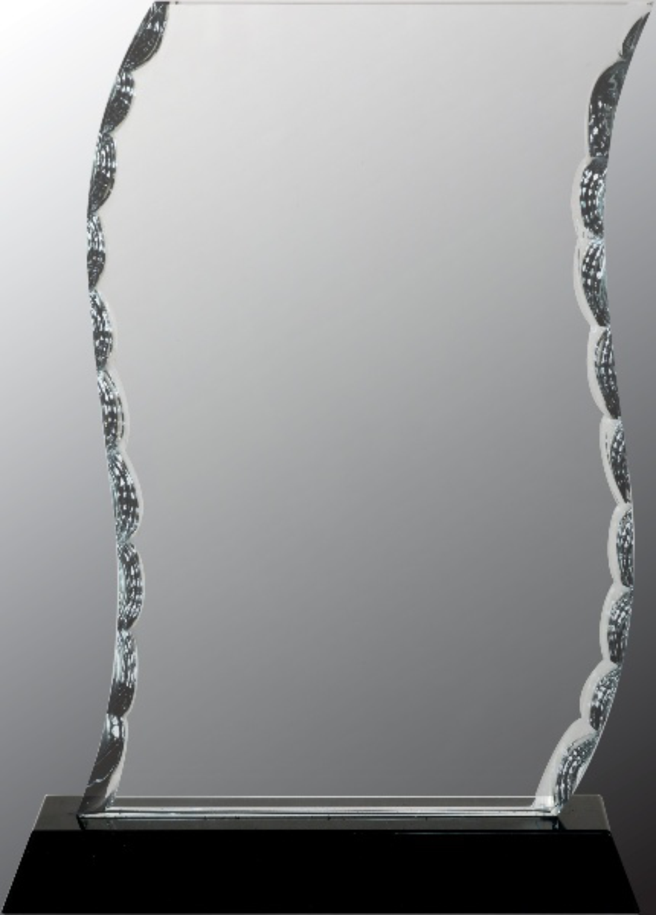 7 1/2" Scroll Facet Glass Award on Black Base 3