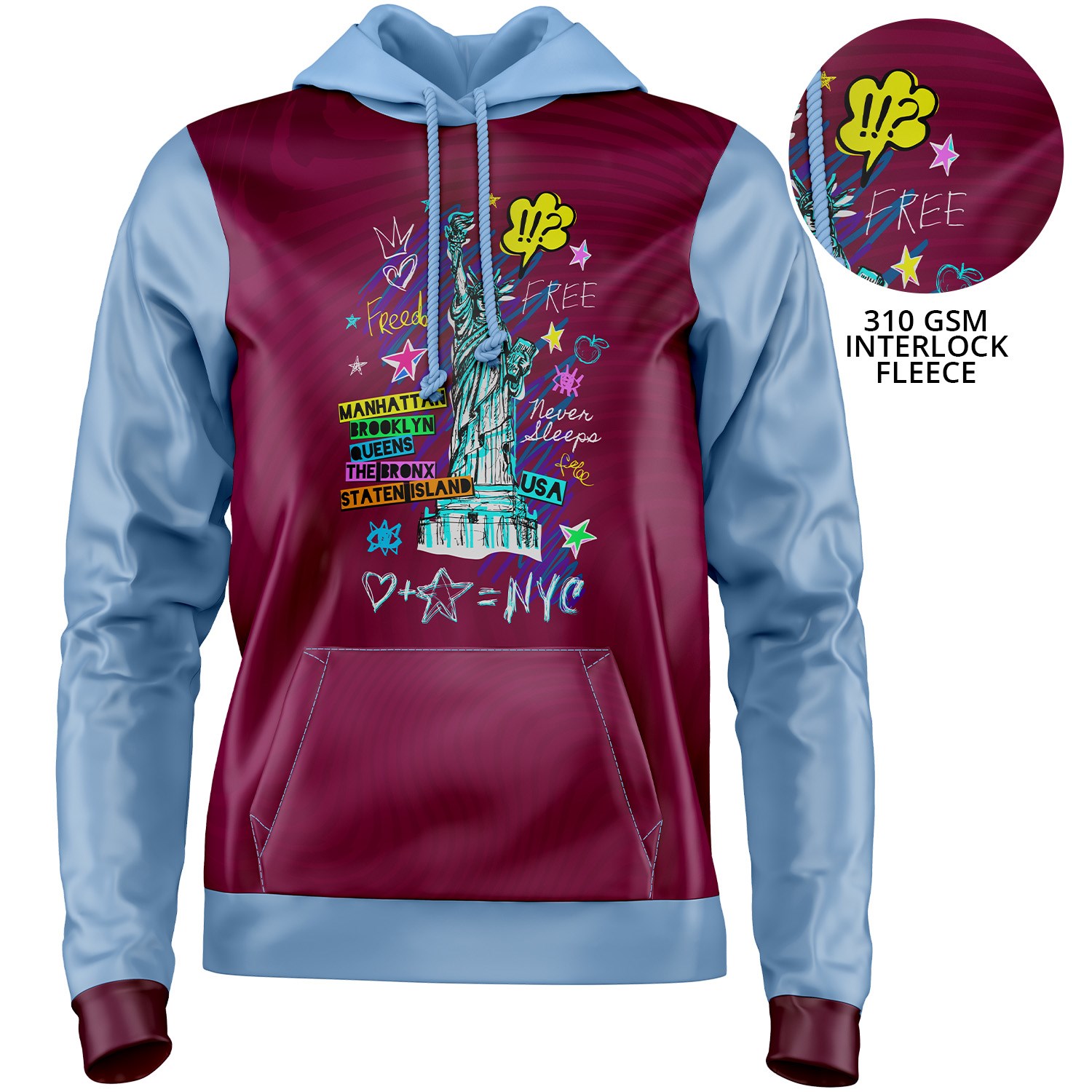 Women's Heavyweight 310 GSM Interlock Fleece Sublimation Pullover Hoodie 2