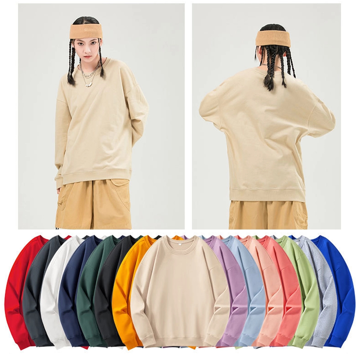 Cotton-Blend Fleece Hooded Crewneck Sweatshirt, custom hoodie or sweatshirt with logo imprint 5
