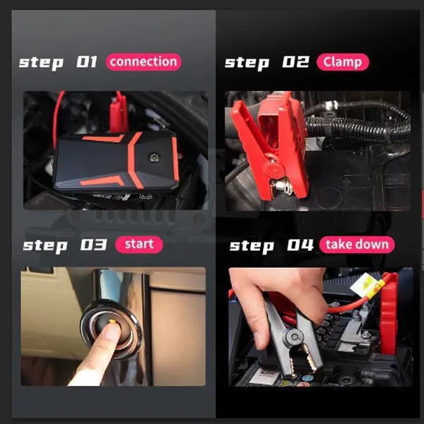 Emergency Car Jump Starter with Hummer,Compass & LED Light 2