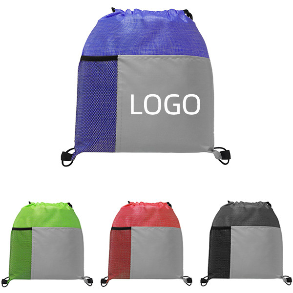 Non-Woven Drawstring Bag W/ Mesh Pocket 2