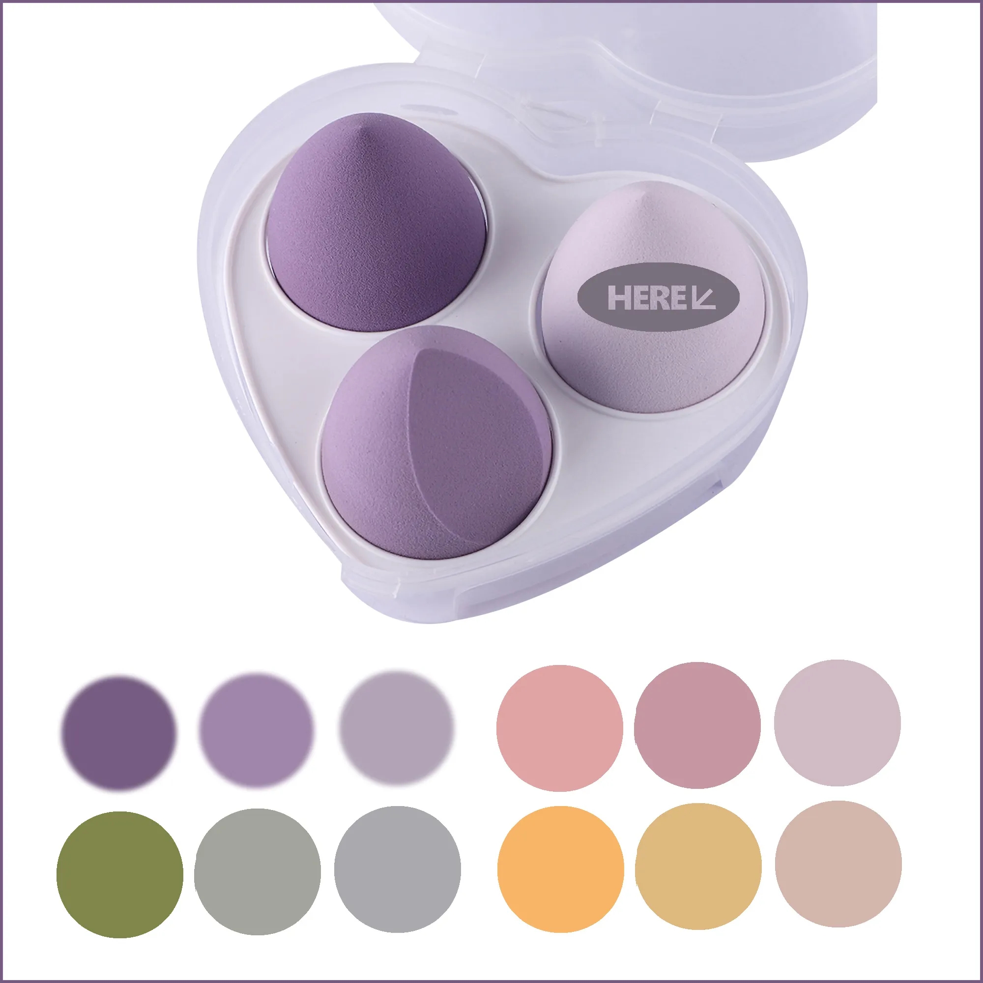 3 Pcs Makeup Sponge Beauty Blender Case Cream Powder Liquid 3