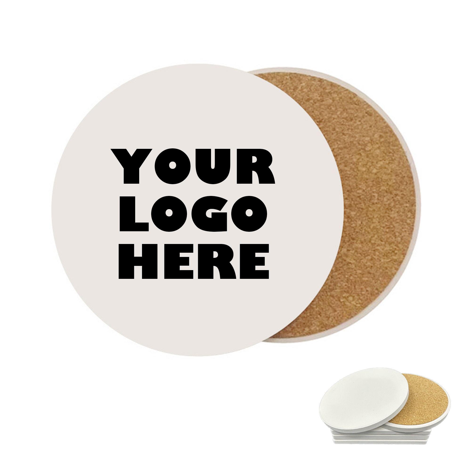 Round Cork Absorbent Coaster 2