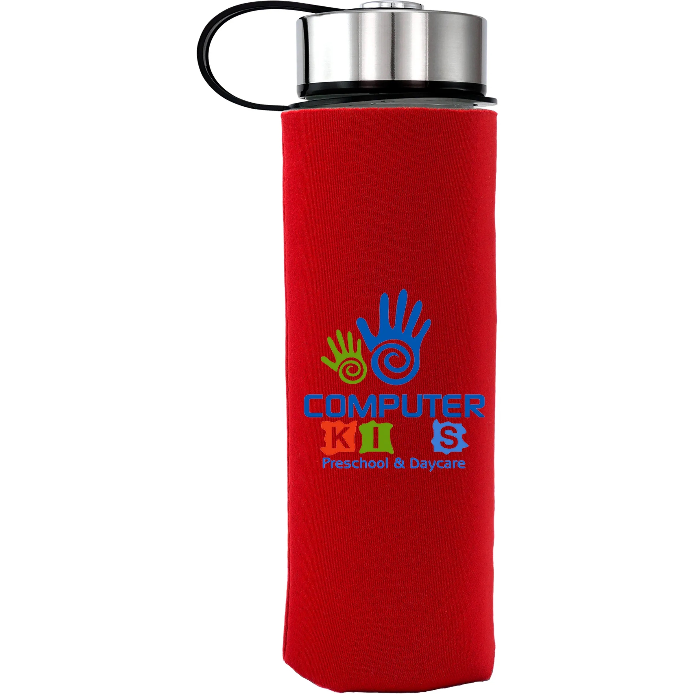 Metal Lanyard Lid 22 oz. Frosted Glass Sleeve Bottle 4
