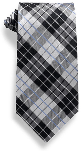 Closeout - Black/Gray Plaid Silk Tie 1