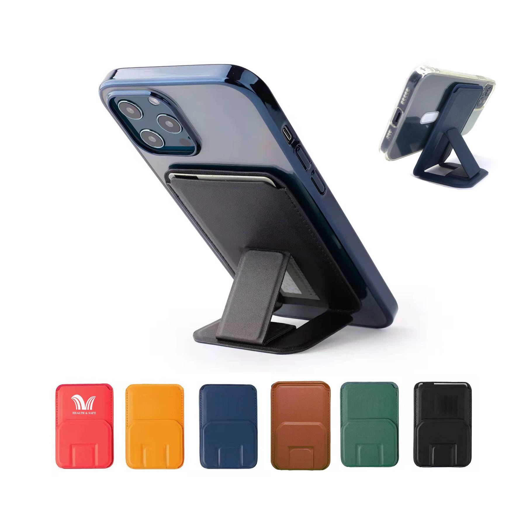 Magnetic Leather Wallet Cards Holder Stand with Kickstand 1