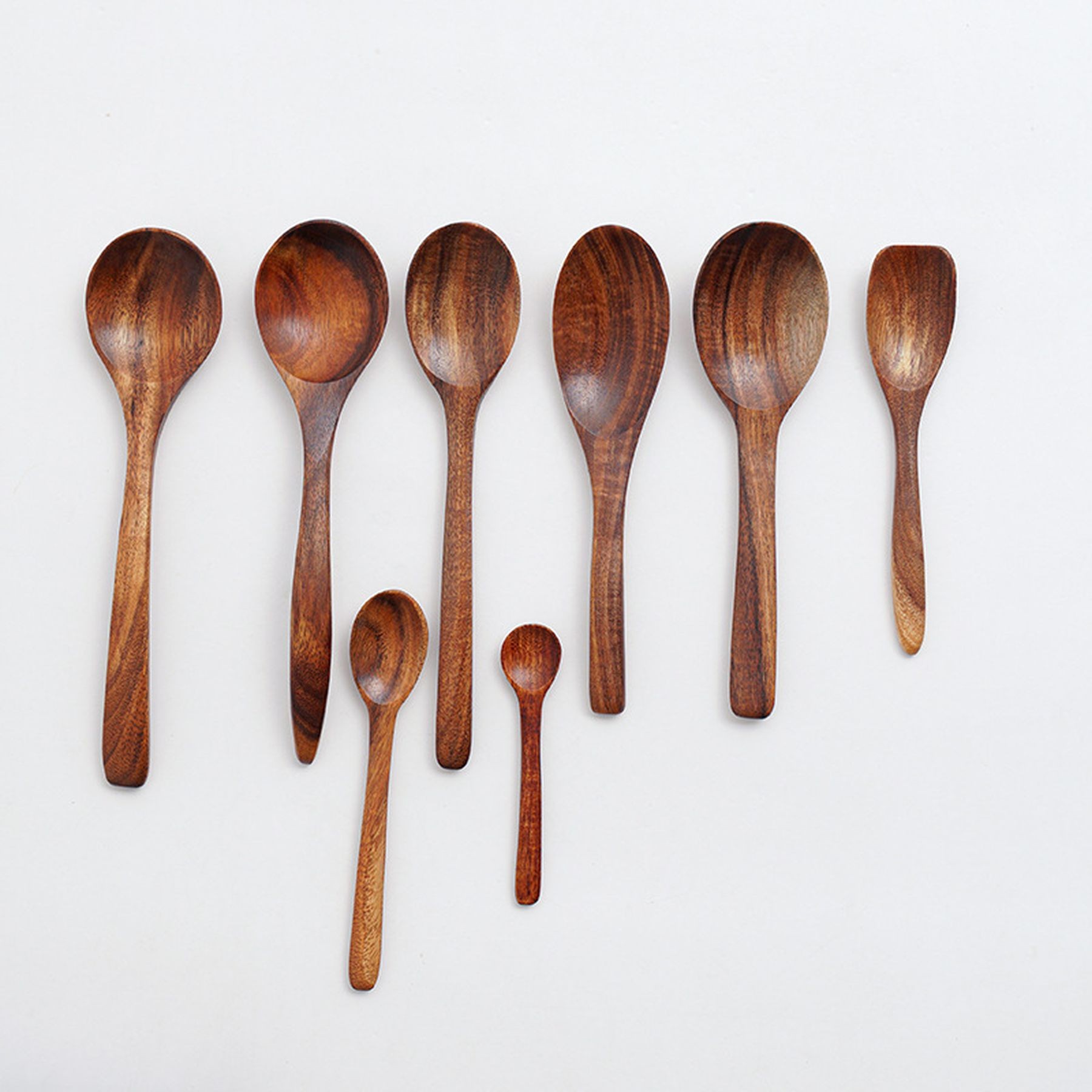 Long Handle Wood Soup Spoons For Eating Mixing Stirring 6