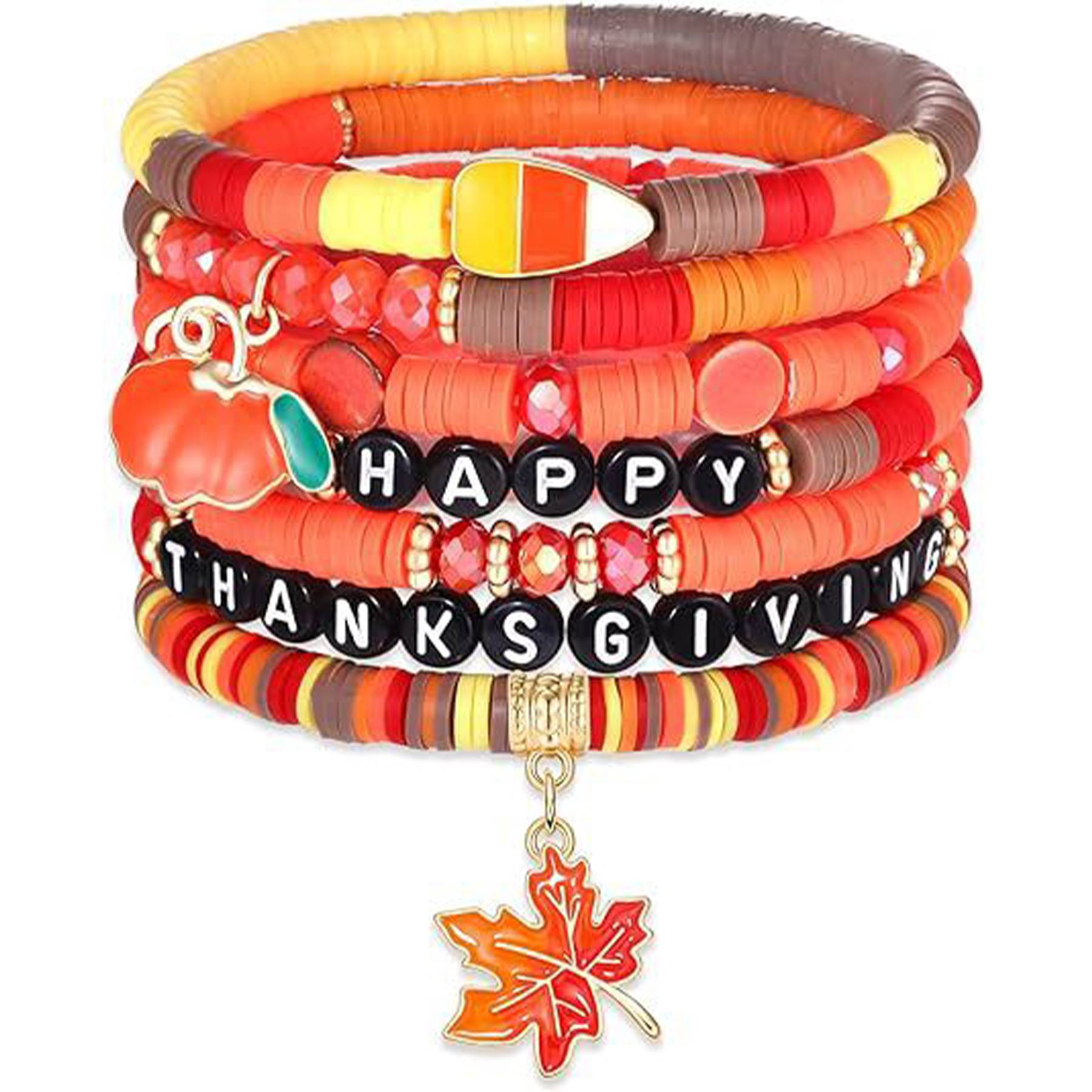 Plastic Thanksgiving turkey maple leaf pendant bracelet 3