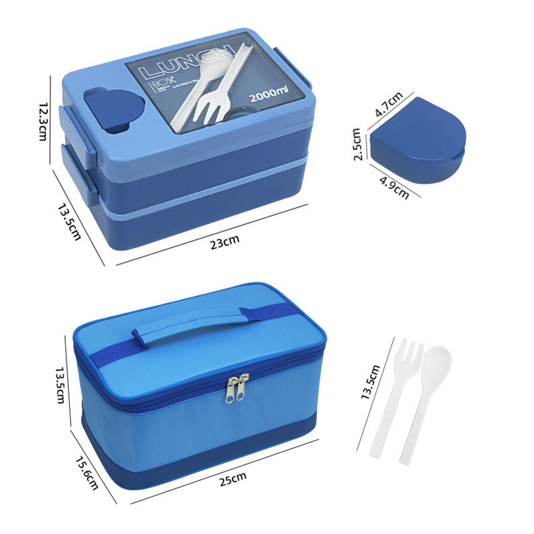 2-Layer Lunch Box With Sauce Box Matching Lunch Bag 3