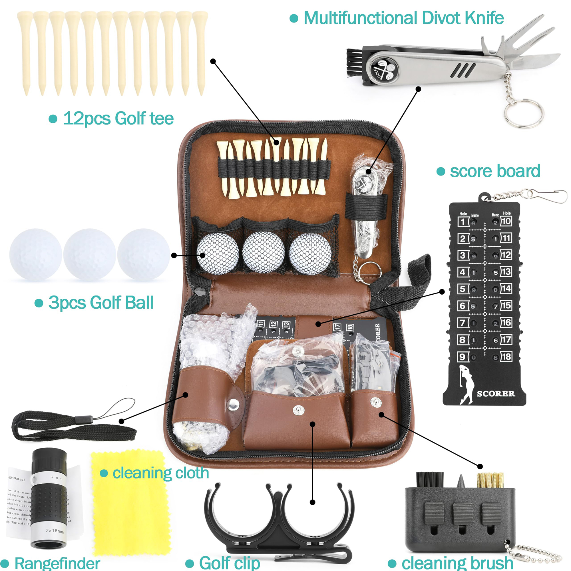 Compact Leather Golf Accessory Storage Bag 4