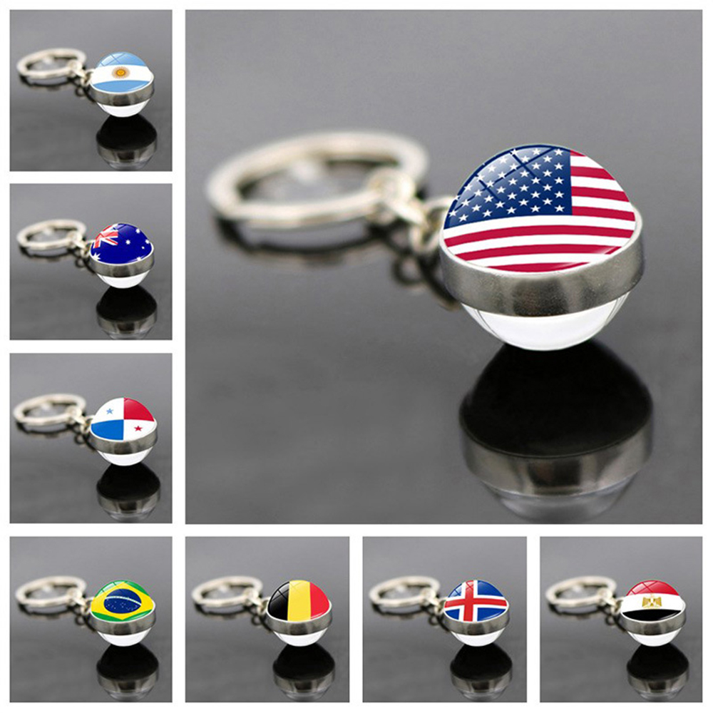 Qatar World Cup National Flag Glass Marble Key Chain