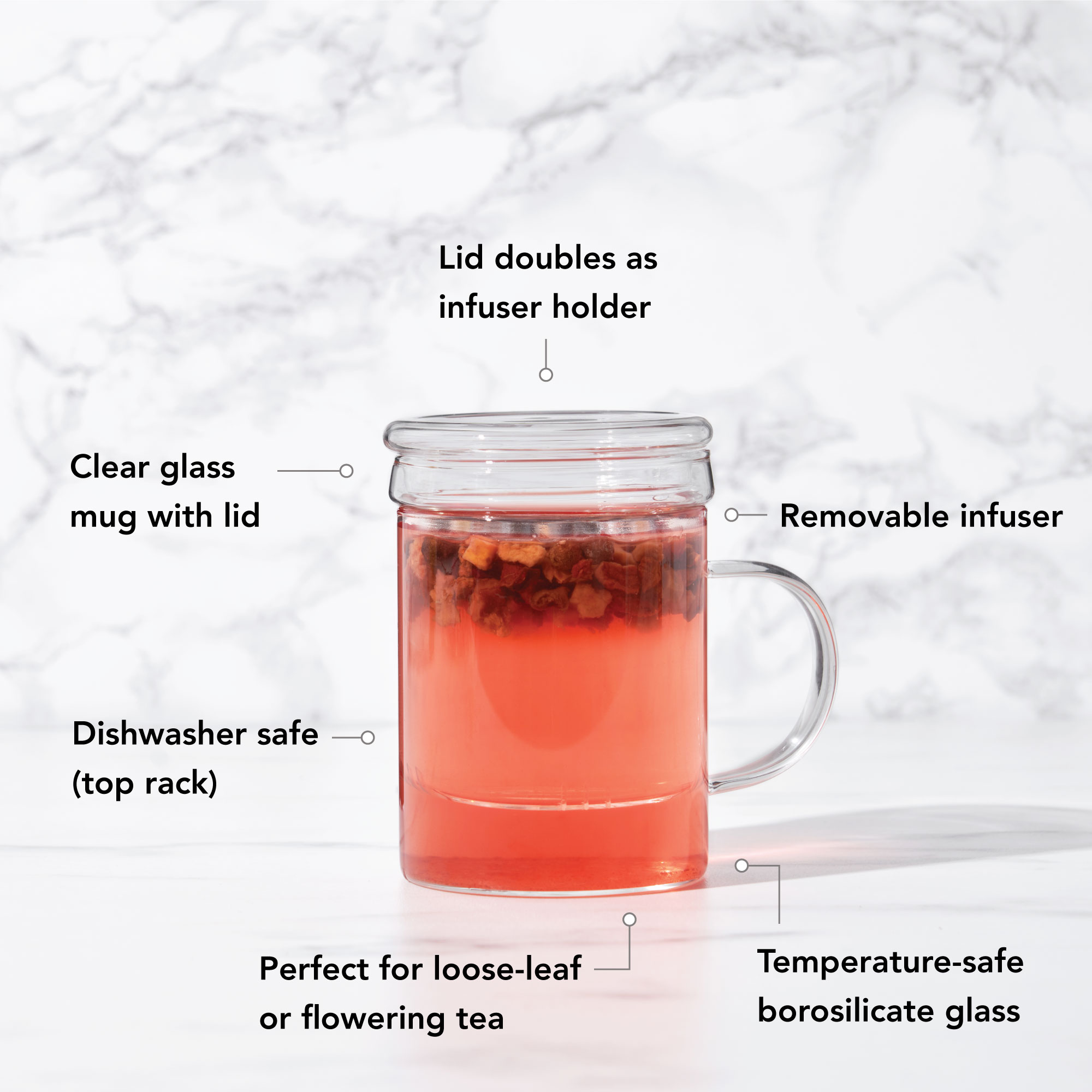 Pinky Up® Blake Glass Tea Infuser Mug 2