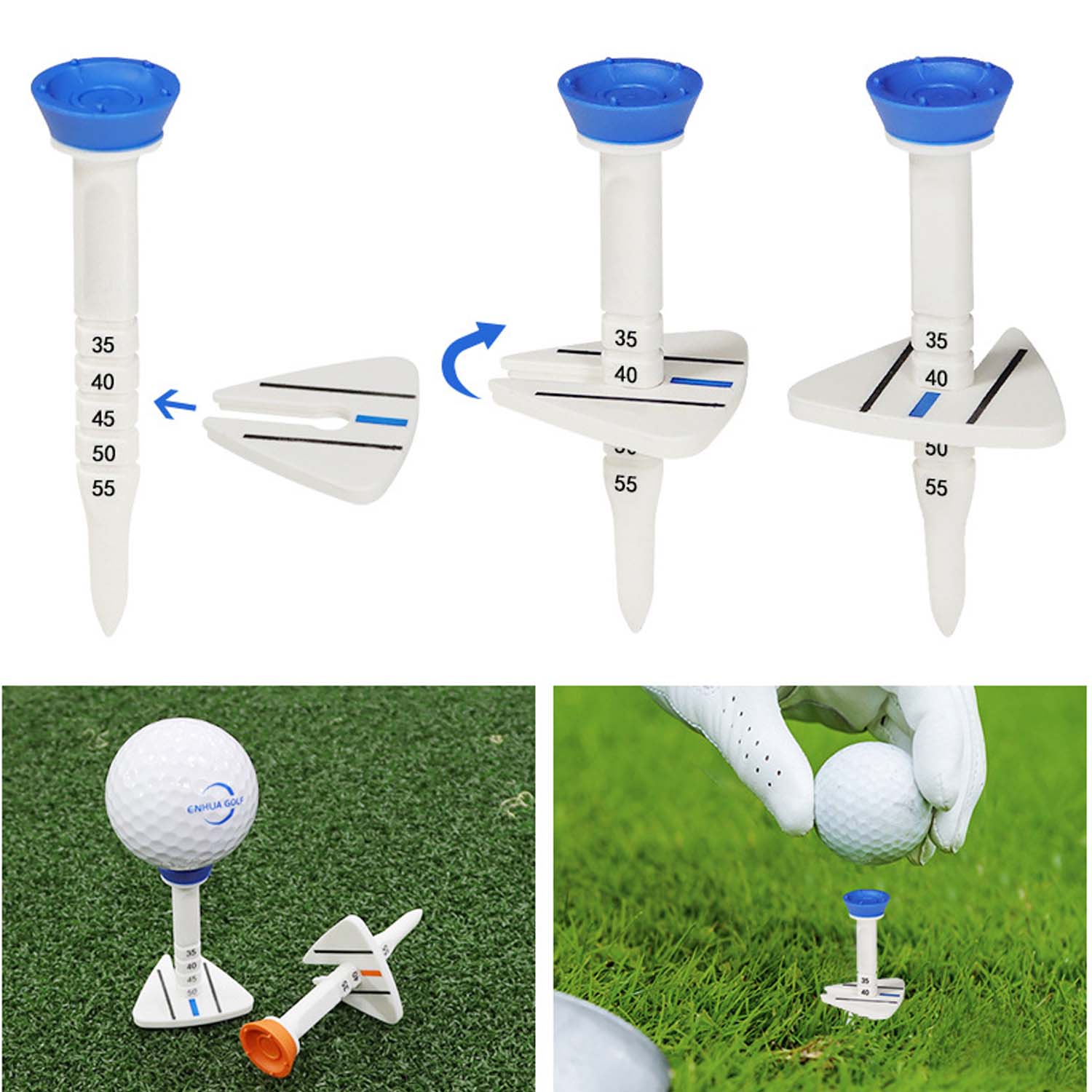 Golf Tees Adjustable Height TriangularDirectional Design 2
