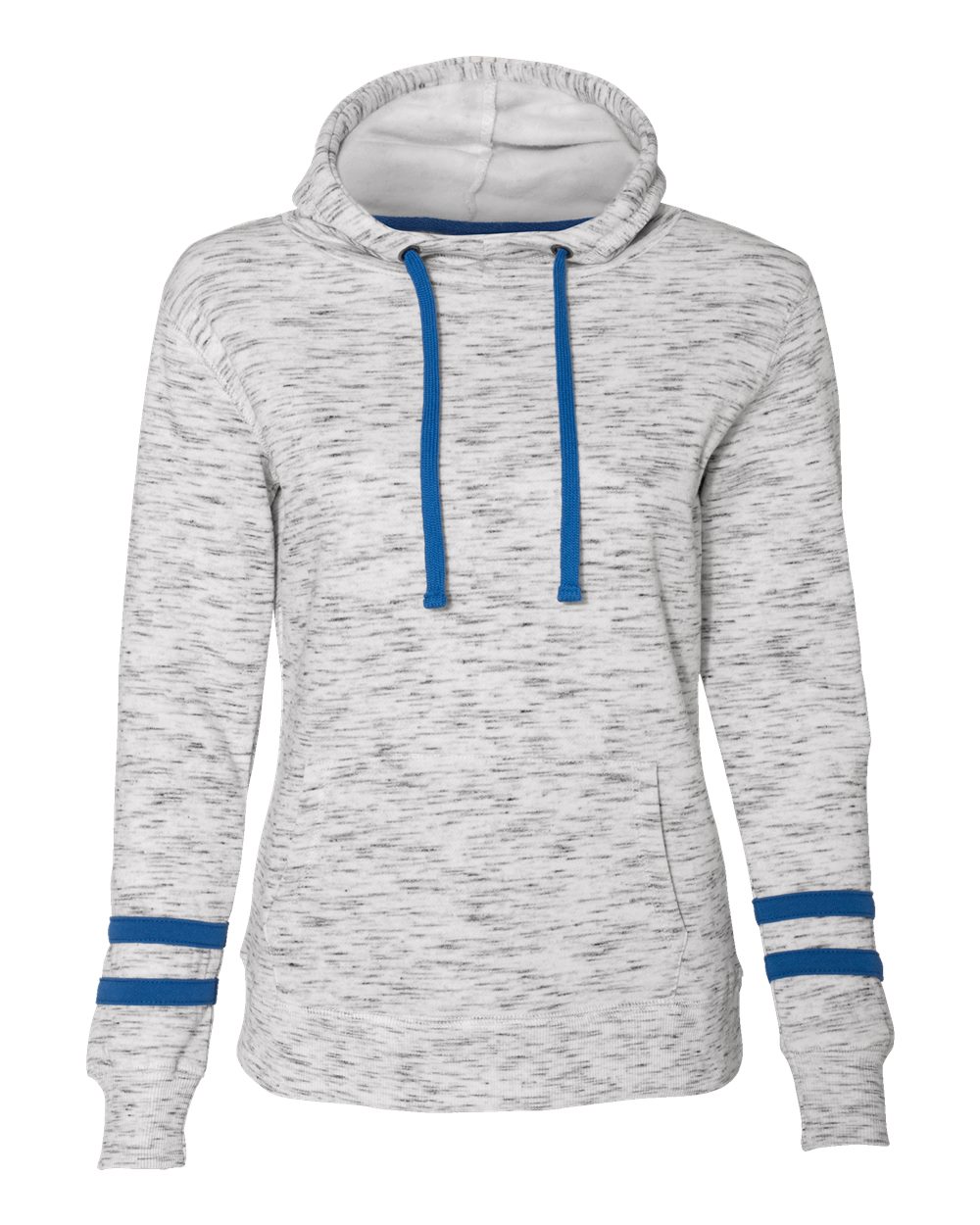 Women's Mélange Fleece Striped-Sleeve Hooded Sweatshirt - 8674 12