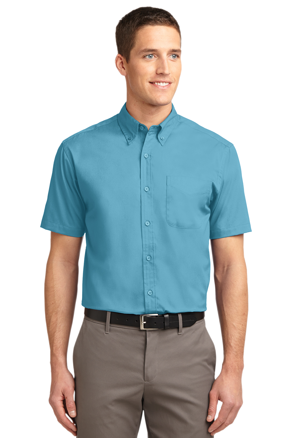 Men's Short Sleeve Oxford Button-Down Easy Care Shirts 8