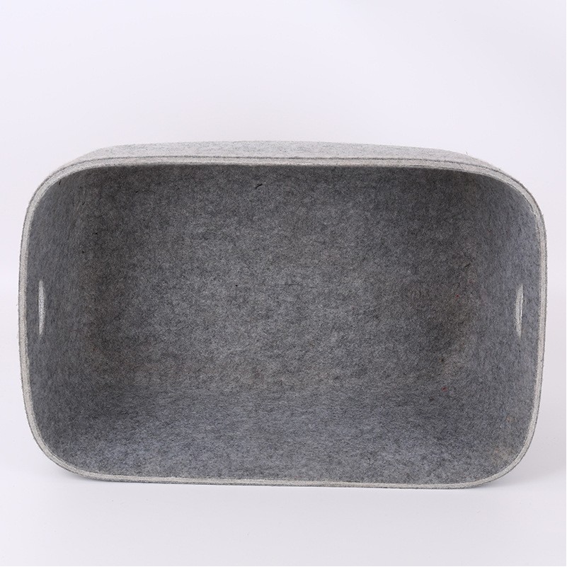 PET Felt Storage Boxes Drawer Cube Container With Wooden Lid 4