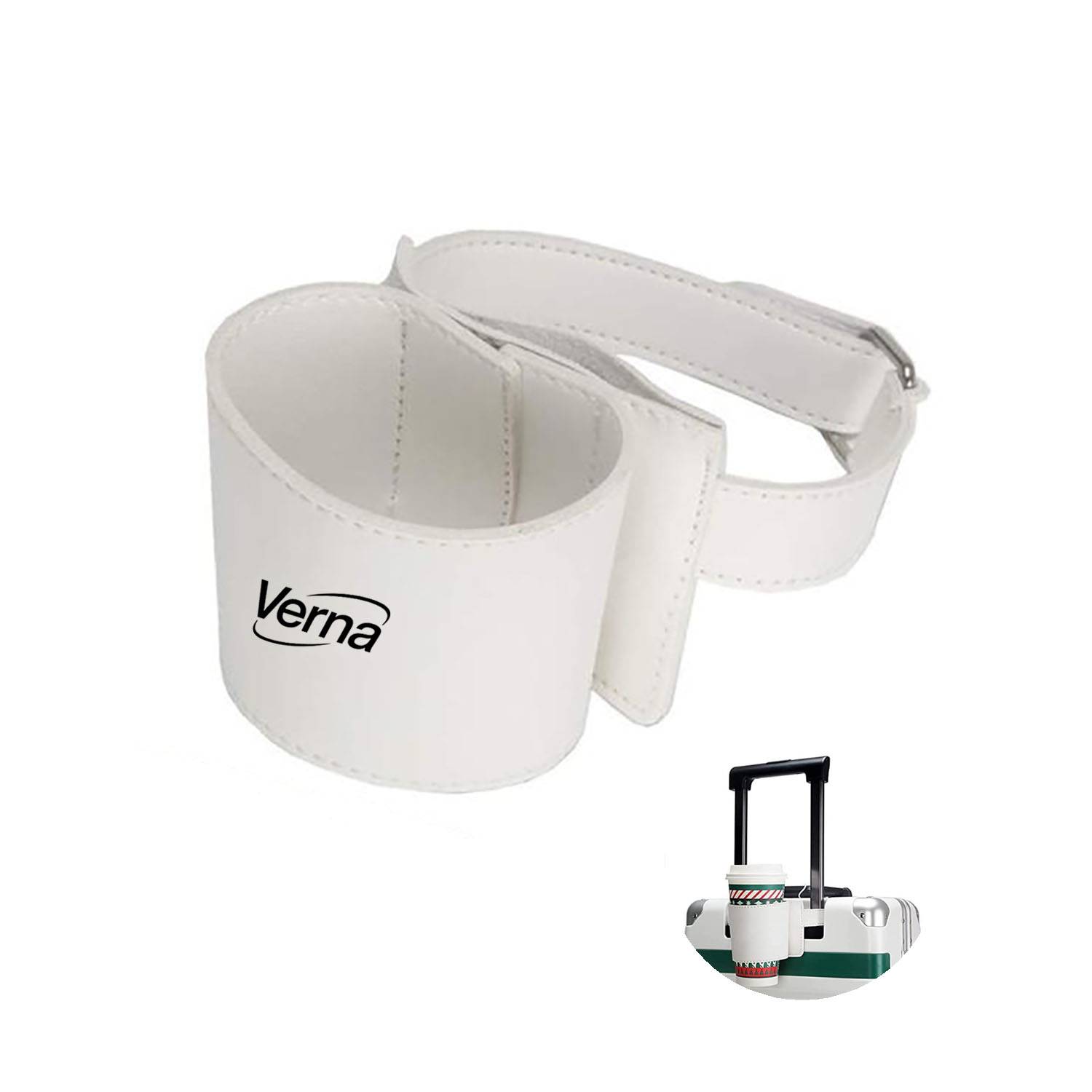 Adjustable PU Leather Travel Luggage Cup Holder w/ Tag 2